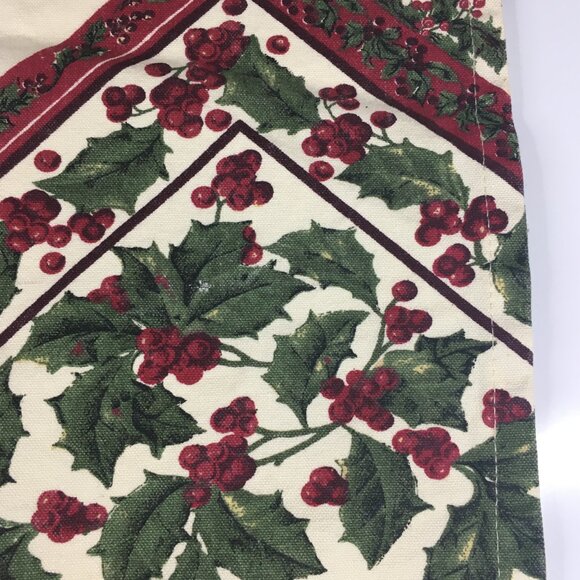 April Cornell 13 x 67 Christmas Table Runner Holly Berries Chickadee 100% Cotton - Picture 8 of 16